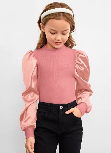 Pink Colour Fancy Stylish Western Wear Lycra Top Girls Wear Collection TINA 01